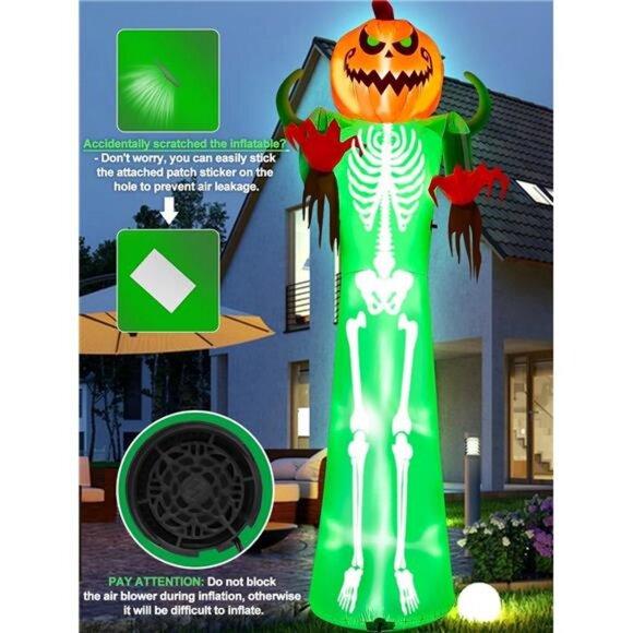 12FT Halloween Inflatable with LED Light, Giant Pumpkin Halloween - Picture 7 of 8